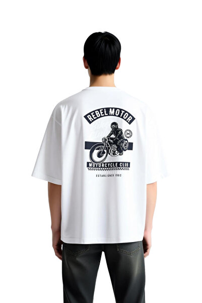 PayBuy Ανδρικό μπλουζάκι Oversize Motorcycle Club με στάμπα και κοντό μανίκι ...