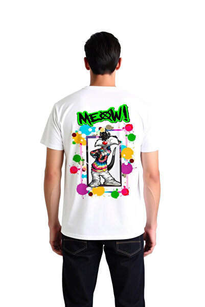 PayBuy Men's Retro Cat Meow Printed T-Shirt 100% Cotton Relaxed Fit Colorful ...