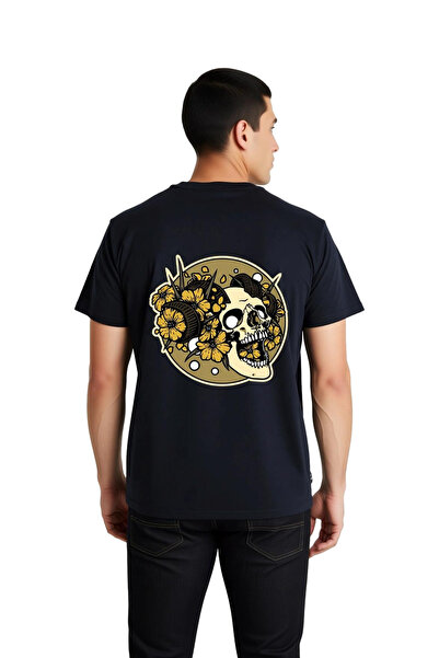 PayBuy Tricou pentru bărbați cu motiv craniu și flori, imprimat, design artis...
