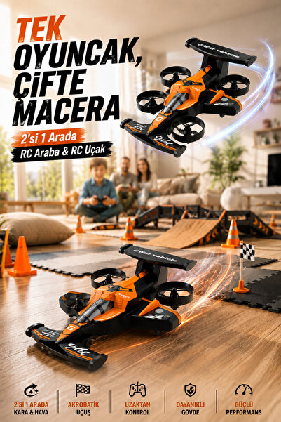 Zineets 2in1 Uçak Ve Kara RC Drone Oyuncak 2.4GHz Uzaktan Kumandalı 360° Takl...