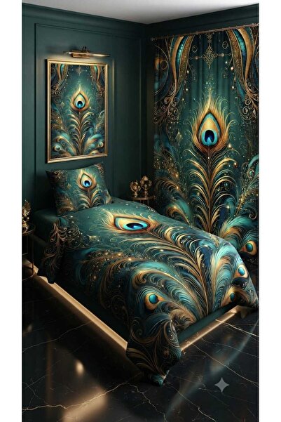 Elmas Dizayn 280*240 سم. طقم غرفة نوم بتصميم خاص مع ستارة خلفية، غطاء لحاف مف...