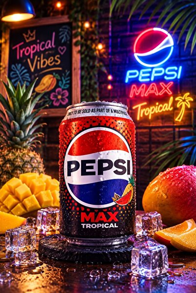 Tropical Mango ve şeftali aromalı şekersiz pepsi Max gazlı içecek
