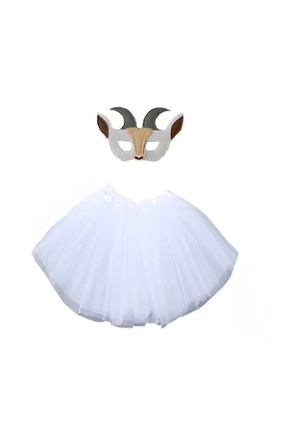 Funny Party Team Goat school play set with white skirt and mask, 3-6 years, F...