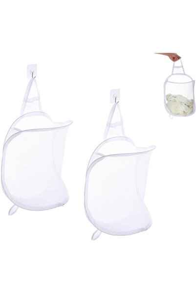 STARSTAR Two-piece foldable mesh laundry basket, white