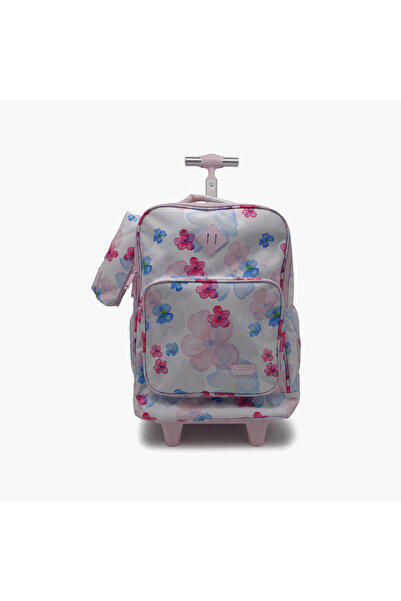Roco Floral 2-Piece School Trolley Bag Set for Girls 5-8 Yrs with Pencil Case...