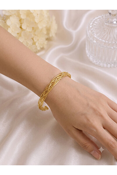 Bymiel Gold Twisted Design Adjustable Clasp Bracelet – Multi-Row Stylish Wome...