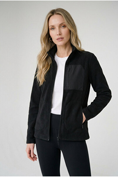 ELAFRO Women's Black Comfortable Fit Full Zipper Thick Outdoor Fleece Jacket ...