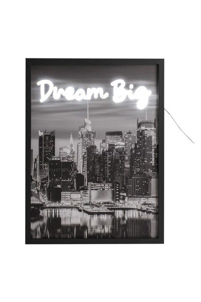 OEM Lumină LED neon cu orizontul orașului New York, 30x40cm, ramă din lemn