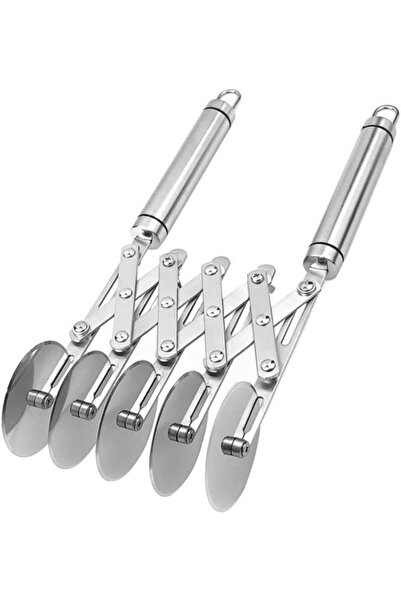 STARSTAR Five-roller dough cutter, stainless steel, suitable for pizza, silver.