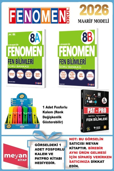 Fenomen Yayıncılık 8.Sınıf Fen Bilimleri A-B Soru Bankası...HEDİYELİ