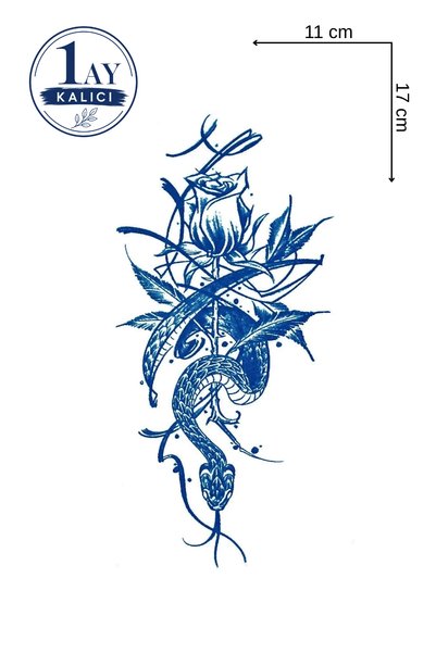 Barly 1 Ay Kalıcı Gül Figürlü Sonradan Kararan Yarı Kalıcı Geçici Dövme Tattoo