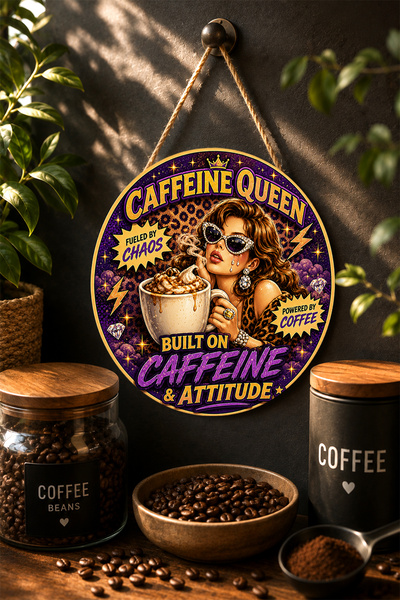 Mayeka Caffeine Queen Leopard Stone Queen Masă rotundă din MDF, maro