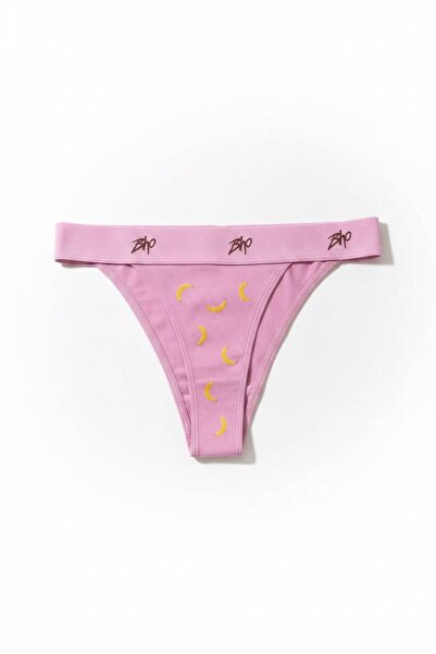 BHO WEAR Lastikli Pamuklu Baskılı Kadın İç çamaşırı Pembe