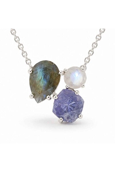 craftmystic 925 silver necklace with labradorite, tanzanite and moonstone - i...