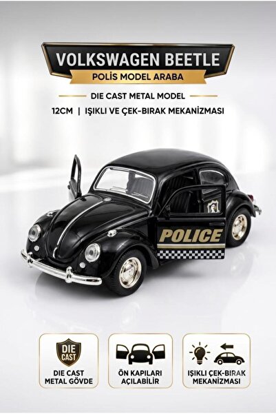 Tıfıl Toys 1:36 Ölçek Işıklı Çek-Bırak Diecast Metal Klasik Vosvos Klasik Tos...