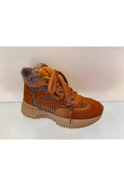 MARCO ROCCO Genuine Leather Suede Decorated Zippered Lace-Up Fur Lined Boots Women's Shoes