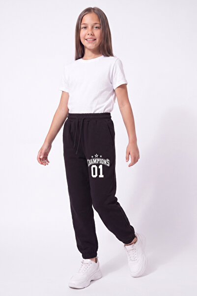 FYK KİDS Girl's Double Pocket Printed Jogger Sweatpants