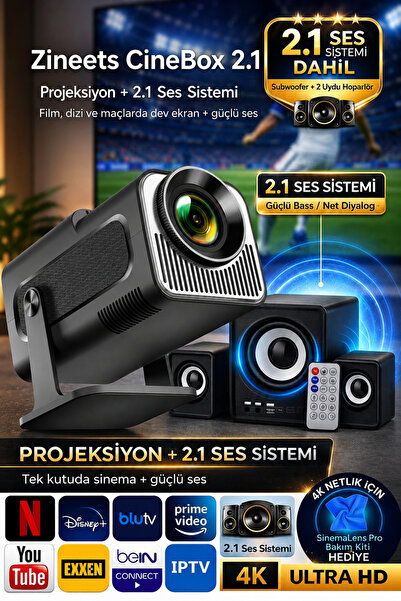 Zineets HY320 Taşınabilir Android Projeksiyon + Ses Sistemi Wifi Destekli Akı...