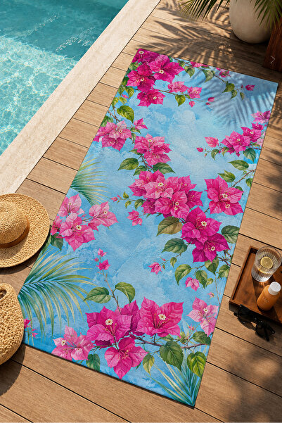 Evmila Fuchsia Bougainvillea Ground Tropical Patterned 70X150 Beach Towel - D...