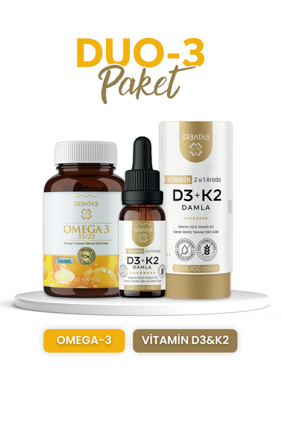 Erbatab Duo Paketi 3 Omega-D3k2 Damla