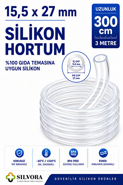 Silvora Trusted silicone rubber solutions %100 Silikon Hortum 15,5x27 mm-İç Ç...