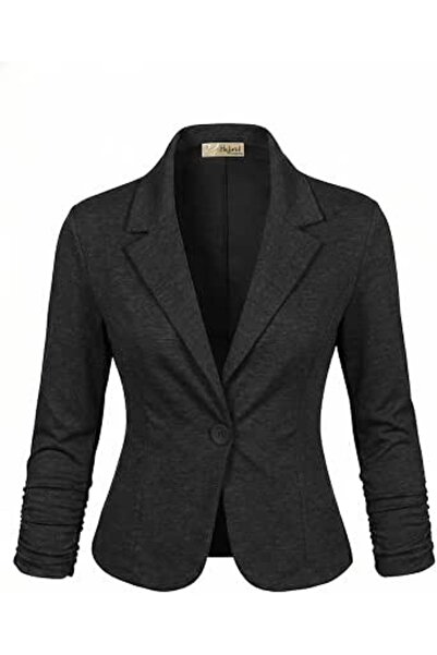Hybrid & Company Women Double Notch Lapel Sharp Shoulder Pad Office Blazer | ...