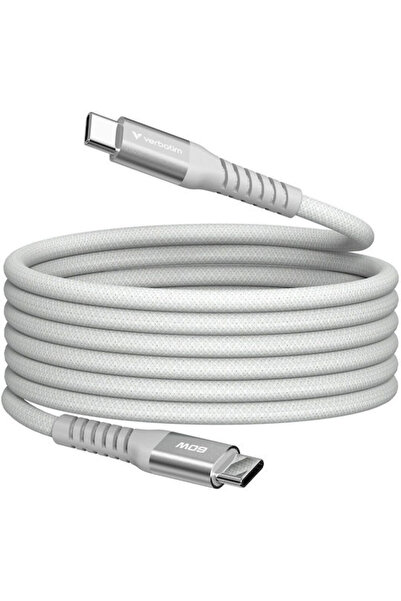 Verbatim Πλεγμένο καλώδιο USB 2.0 USB-C αρσενικό σε USB-C 60W Γκρι 1.2μ (31850)