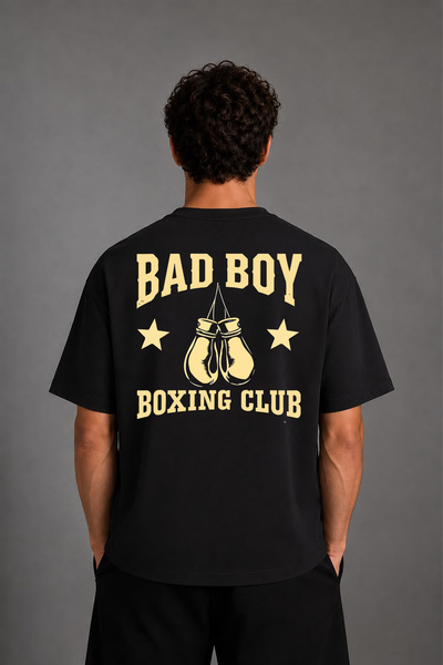 VSRN Μπλουζάκι Bad Boy Boxing με σχέδιο και στάμπα στην πλάτη, μαύρο, oversized