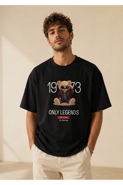 Duzor Unisex Μαύρο T-Shirt Legend Teddy Oversize