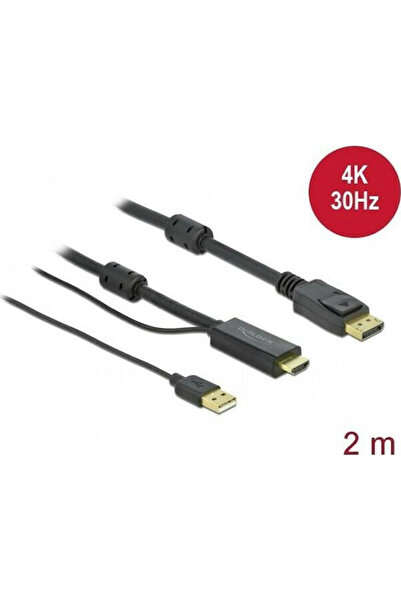 DELOCK Καλώδιο DisplayPort αρσενικό - HDMI αρσενικό 2μ Μαύρο (85964)