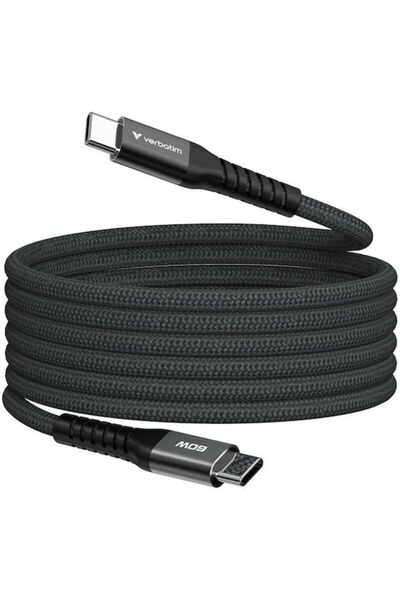 Verbatim Πλεγμένο Καλώδιο USB 2.0 USB-C αρσενικό - USB-C 60W Μαύρο 1.2μ (31859)