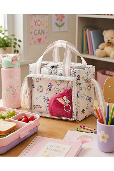 Probag حقيبة غداء مدرسية حرارية للأطفال |   حقيبة غداء بحزام كتف مع جيوب شفاف...