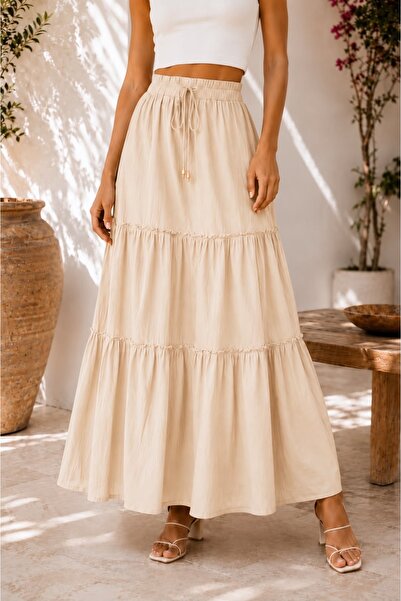Raben Drawstring Layered Maxi Skirt