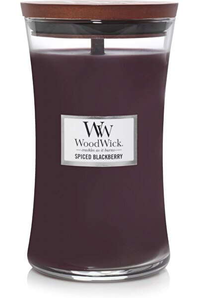 WoodWick شمعة معطرة، شمعة بيضاوية الشكل بنكهة التوت الأسود، مع فتيل متوهج، مد...