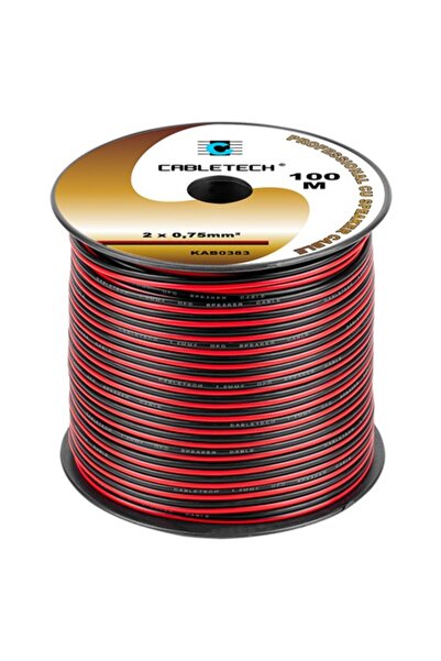 Cabletech Χάλκινο Καλώδιο Ηχείων 2 x 0.75 mm² Μαύρο/Κόκκινο, Ρολό 100 μ.