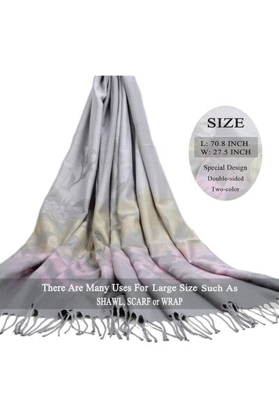 GENERAL Women's Pashmina Shawl and Wrap Two Tone Ethnic Paisley Pattern Scarf...