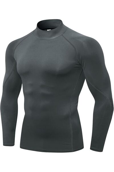 GENERAL Men's Compression Shirts Long Sleeve Athletic Workout Tops Gym Unders...