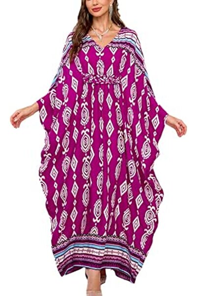 YouKD Women's Long Kaftan Maxi Dress Boho Swimsuit Beach Cover Up Robes One S...