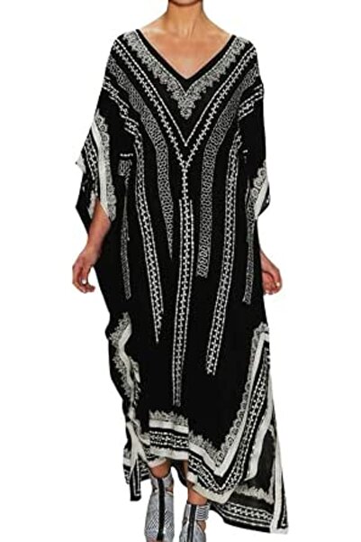 GENERAL Women's Bohemian Kaftan Maxi Loungewear Oversized Nightgown Homewear ...