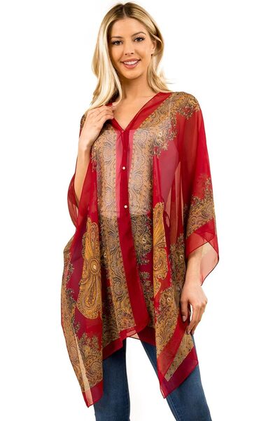 SarQa Scarft Chiffon Cover-up Sarong and Sun Protective Kimono Shawl