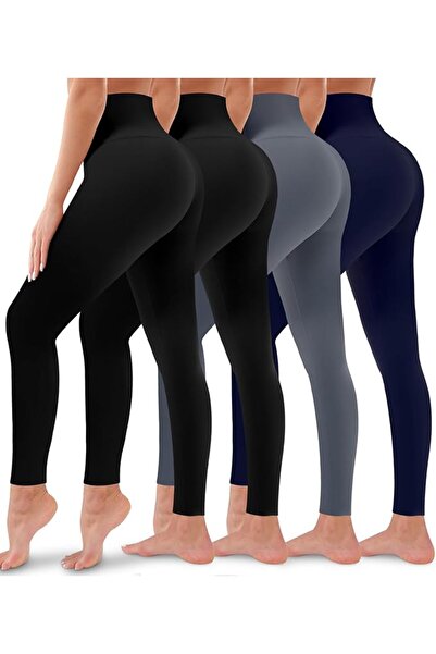 Bluemaple 4 Pack Leggings for Women Butt Lift High Waisted Tummy Control No S...