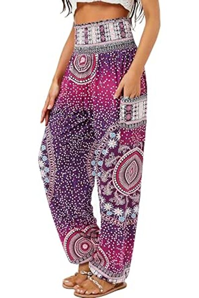 GENERAL QIANXIZHAN womens Boho Palazzo Slacks