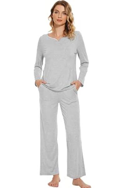 Wiwi Pajamas Sets for Women Soft Long Sleeve Tops and Pants Sleepwear Ladies ...