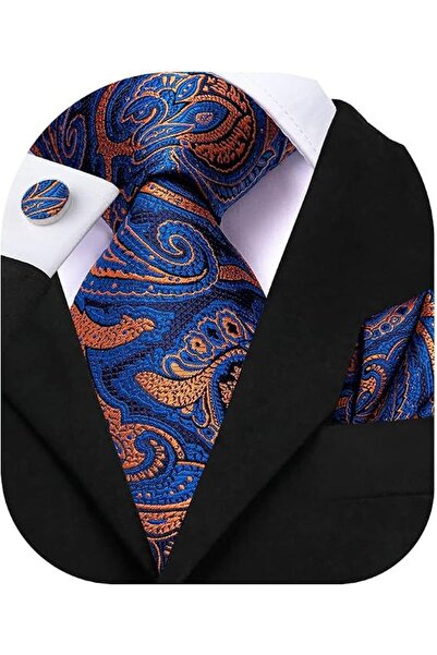Dubulle Mens Paisely Silk Tie for Men Necktie and Pocket Square Set