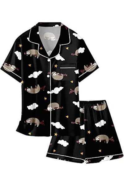 GENERAL Schbbbta Girls Boys Satin Pajamas Set, 2Piece Silk Nightwear Button-D...