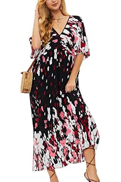 YouKD Maxi Dress V-neck Kaftan Boho Beach Bikini Cover Up Robe Plus Size Loun...