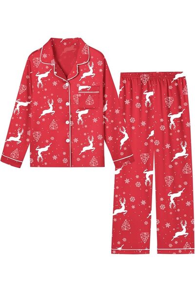 GENERAL Schbbbta Girls Boys Satin Pajamas Set, 2Piece Silk Nightwear Button-D...