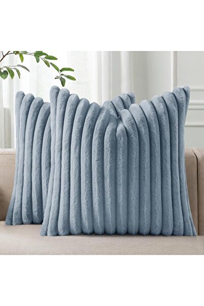 Pallene Faux Fur Plush Throw Pillow Covers 18x18 Set of 2, Luxury Soft Fluffy...