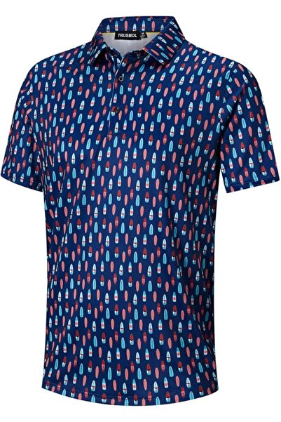 GENERAL Golf Shirts for Men Dry Fit Performance Print Short Sleeve Moisture W...
