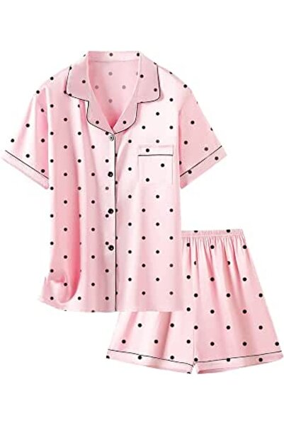 GENERAL Schbbbta Girls Boys Satin Pajamas Set, 2Piece Silk Nightwear Button-D...